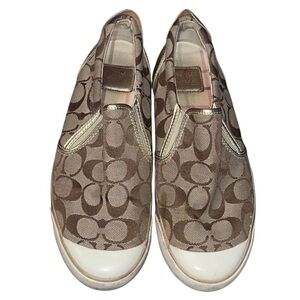 Coach Signature Monogram Beale Slip On Canvas Sneakers Shoes Women's Sz 9.5